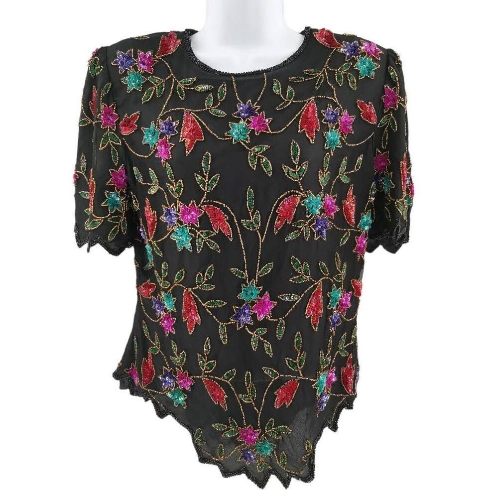 Vintage Laurence Kazar Silk Beaded Blouse